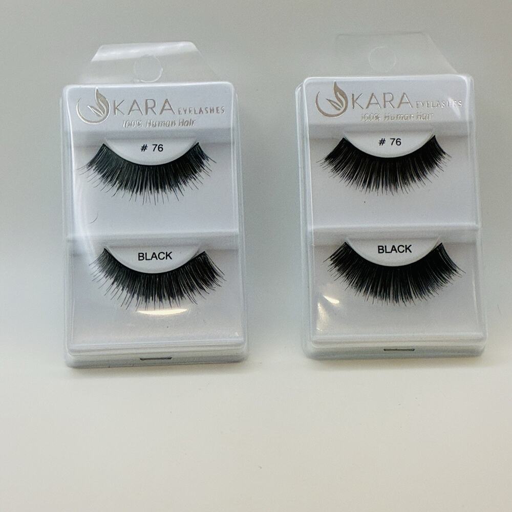 KARA 100% Natural Hair False Eyelashes #76 Black 2 Pairs